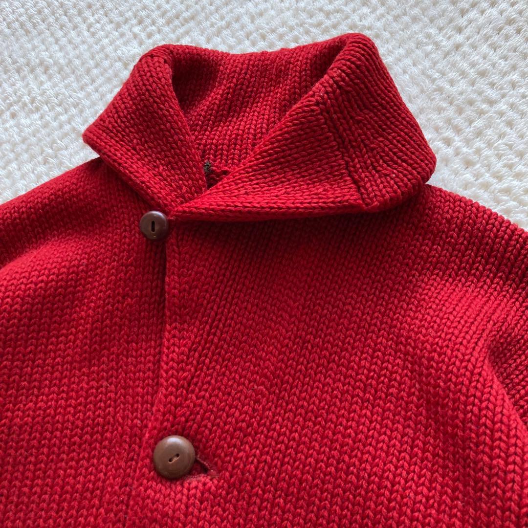 美品 30s 40s ビンテージ ショールカラー カーディガン ワインレッド