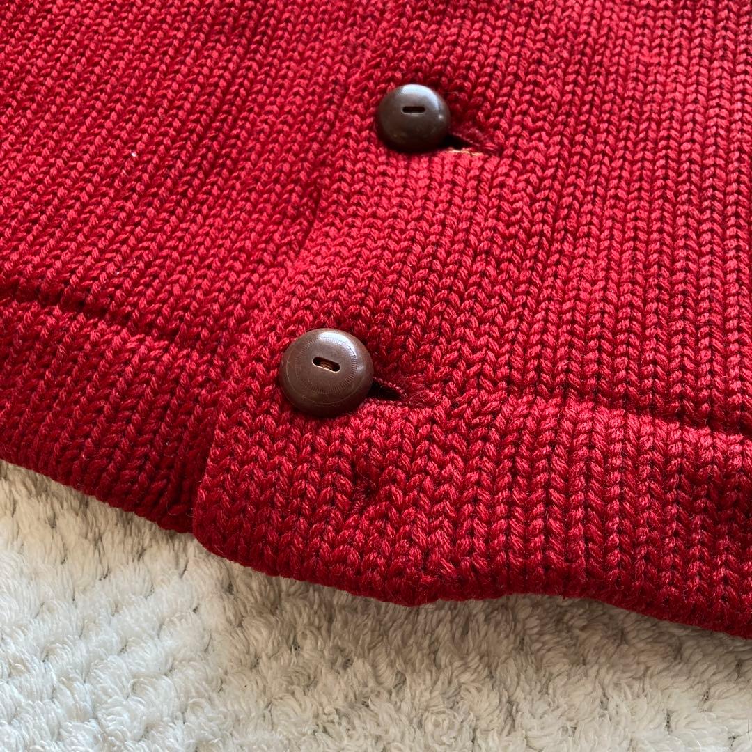 美品 30s 40s ビンテージ ショールカラー カーディガン ワインレッド