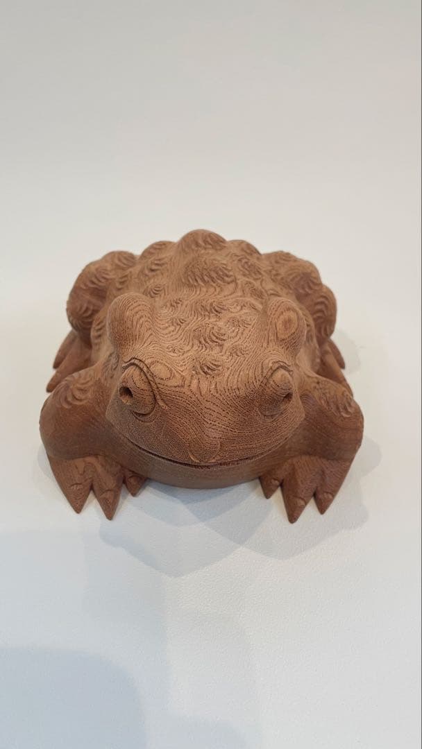 井波彫刻 田中成一 蛙 カエル 木彫家 共箱 置物 縁起物 木彫り