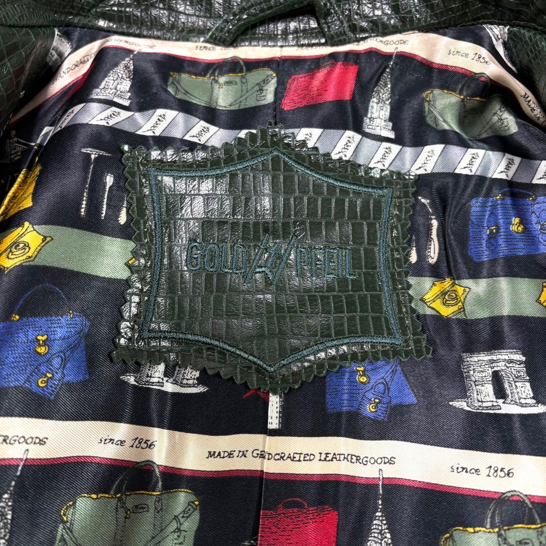 GOLD PFEILヴィンテージレザーコートカーキ