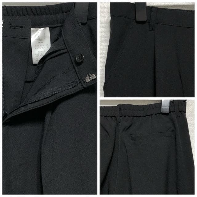 新品☆13号L♪黒系無地♪テーラード＆テーパードパンツスーツ♪お仕事◯D430
