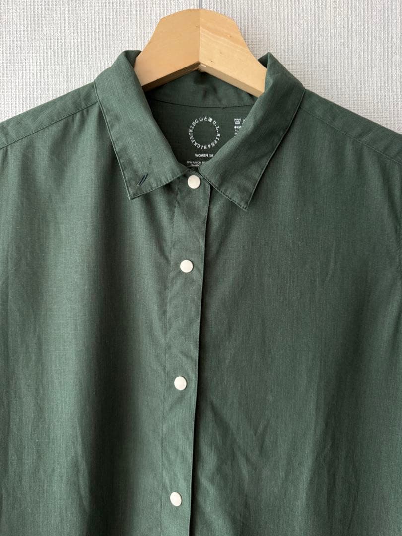 山と道　bamboo short sleeve shirt sage M