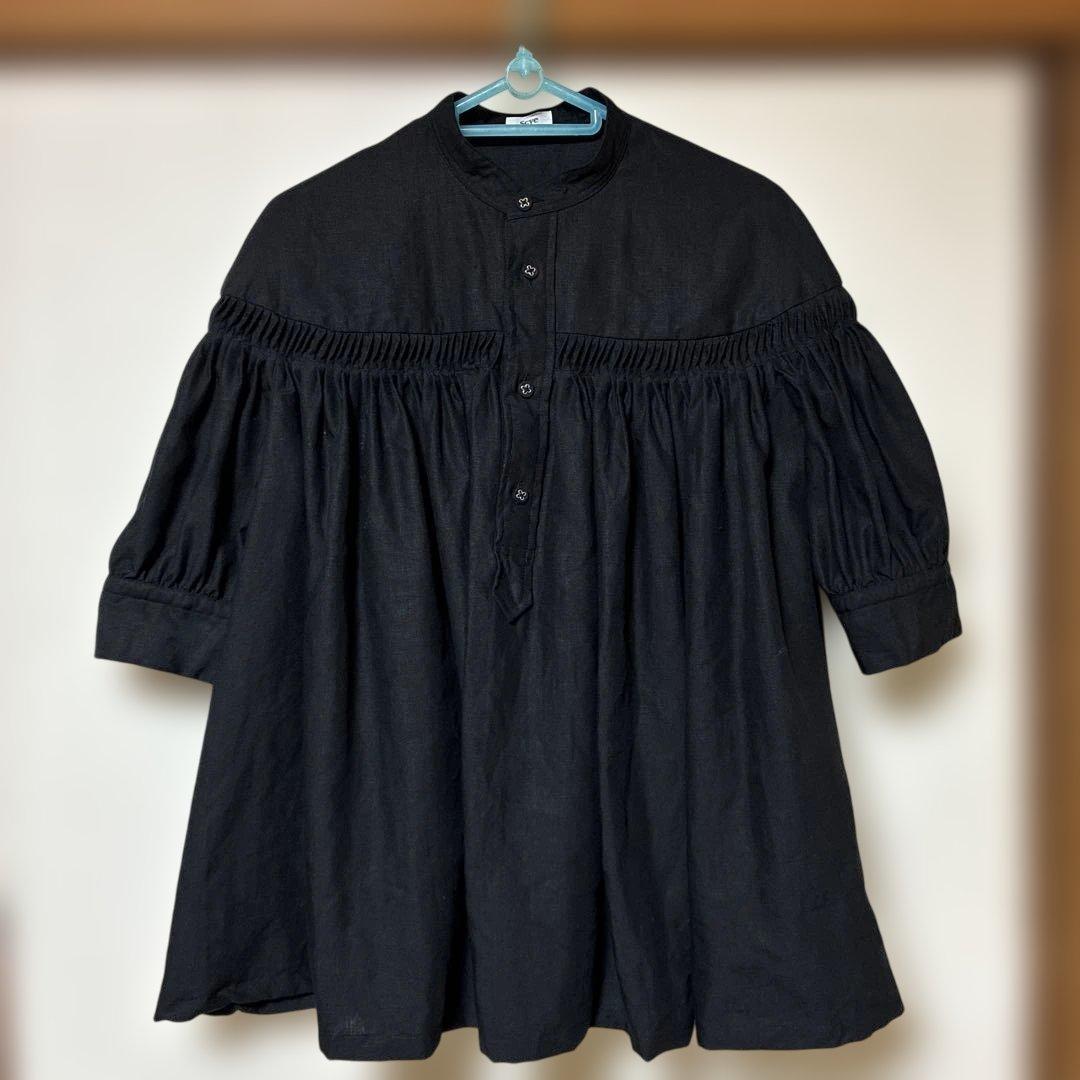 SCYE リネン タックブラウス ブラック38