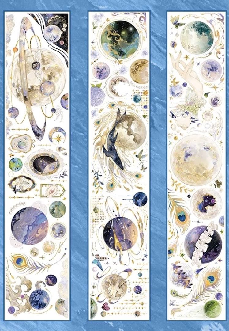 【8648】海外　マステ　3/5/巻売り　貝殻光マスキングテープ　星