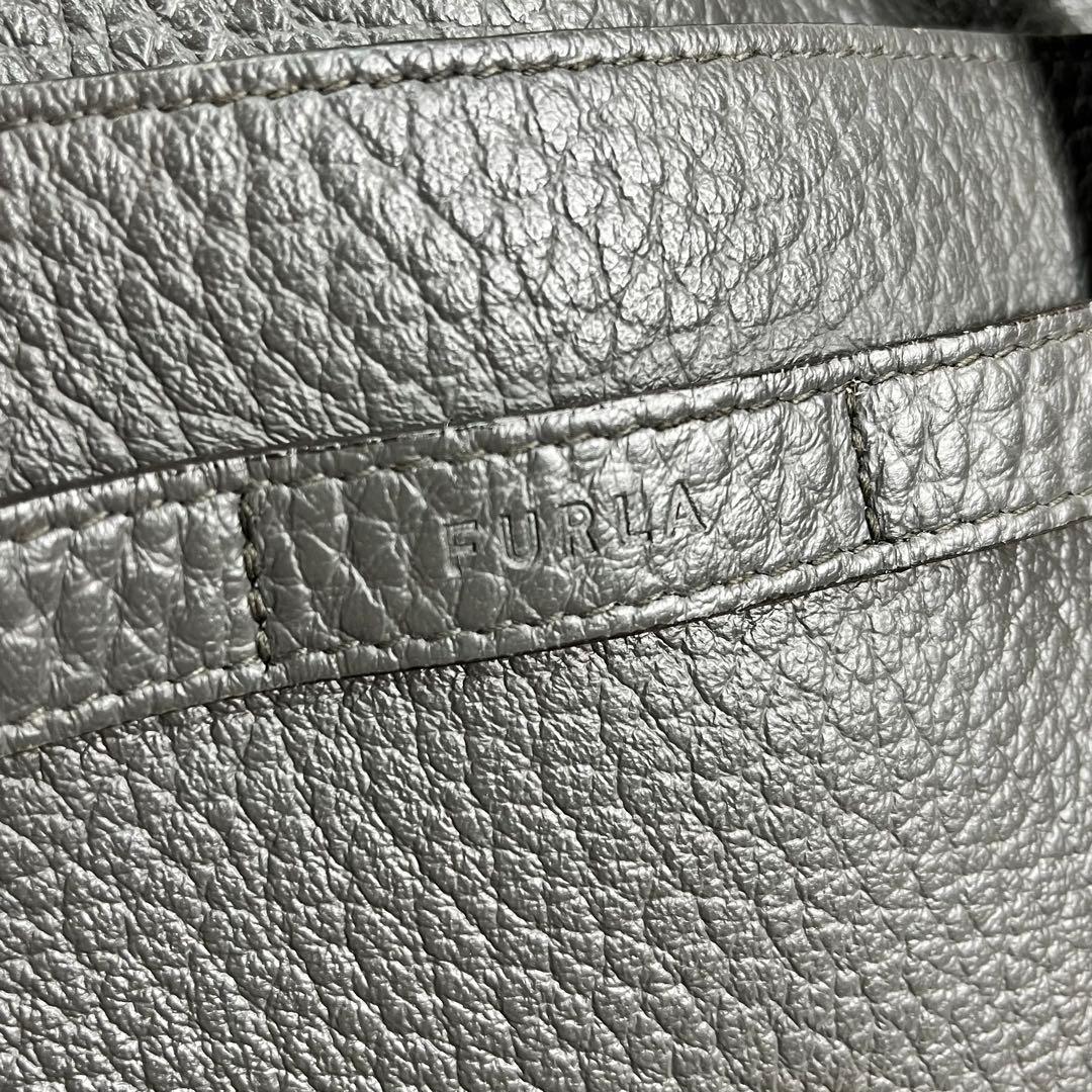 【美品】フルラ トートバッグ ジョーヴェ A4 大容量 肩掛け レザー グレー