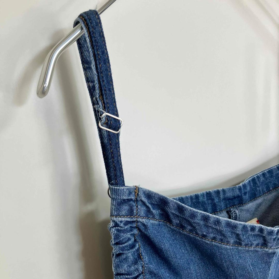 メヤメ DENIM GATHERED ALL IN ONE BLUE