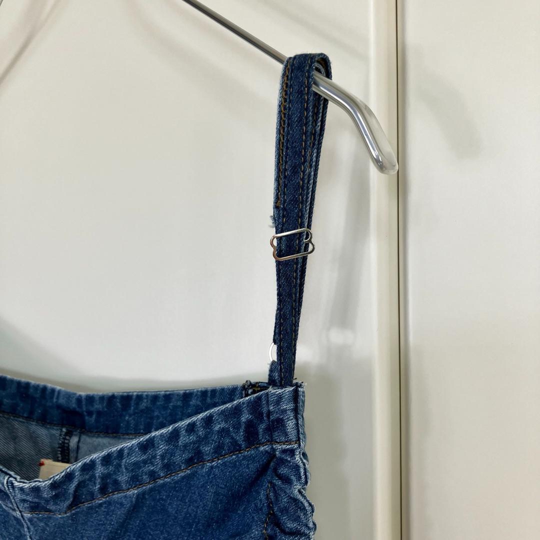 メヤメ DENIM GATHERED ALL IN ONE BLUE