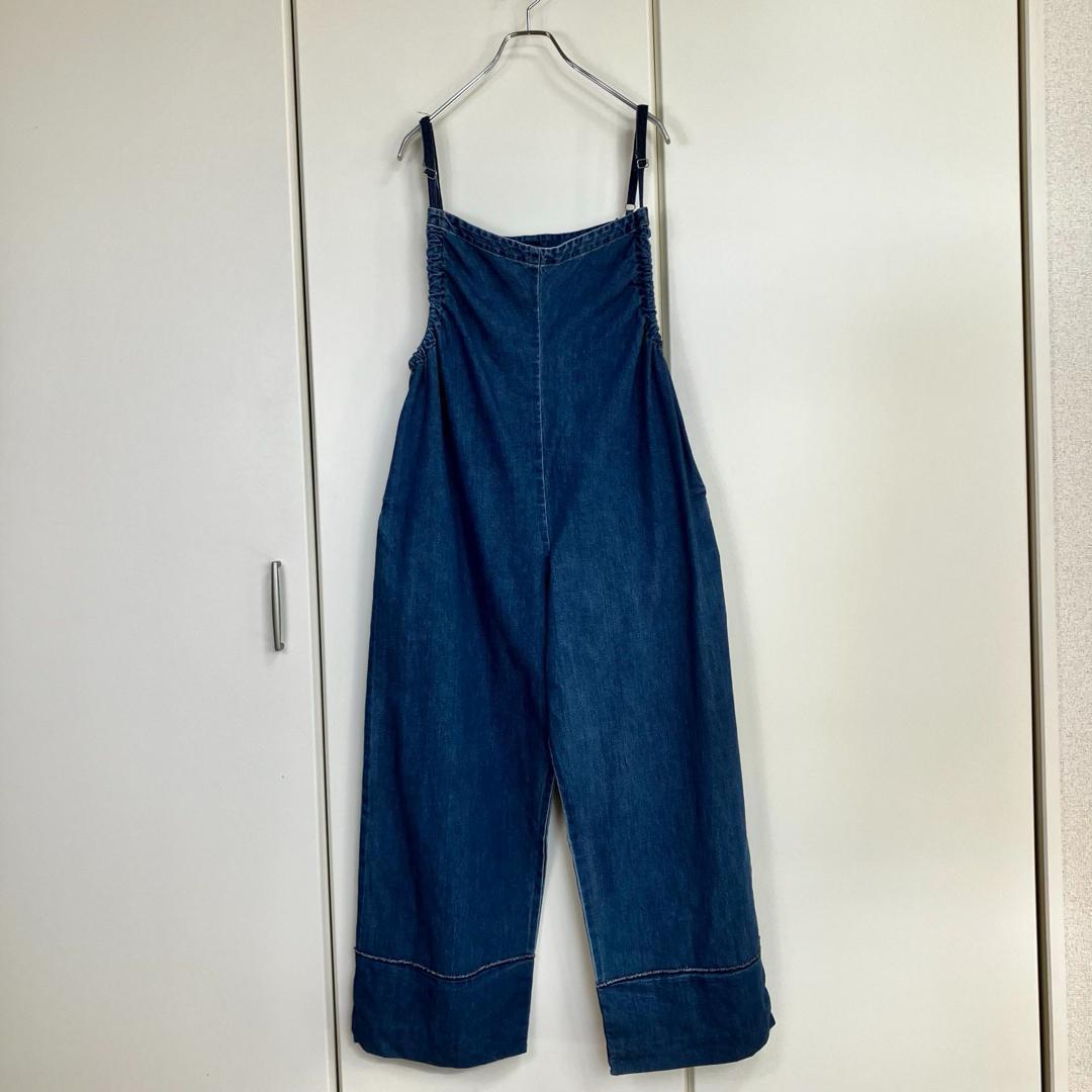 メヤメ DENIM GATHERED ALL IN ONE BLUE