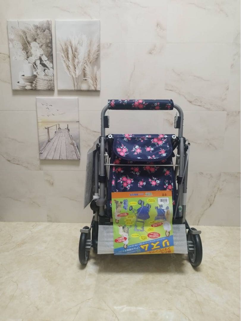 RWCリズム　フローラルNB 歩行車　ショッピングやお散歩に最適　軽量シルバーカ