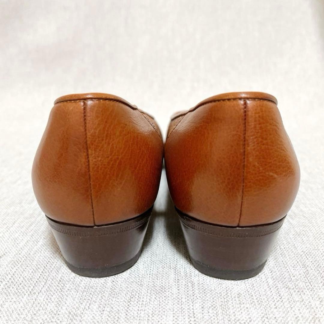 【極美品】タニノクリスチー パンプス ブラウン 編み込み レザー 38