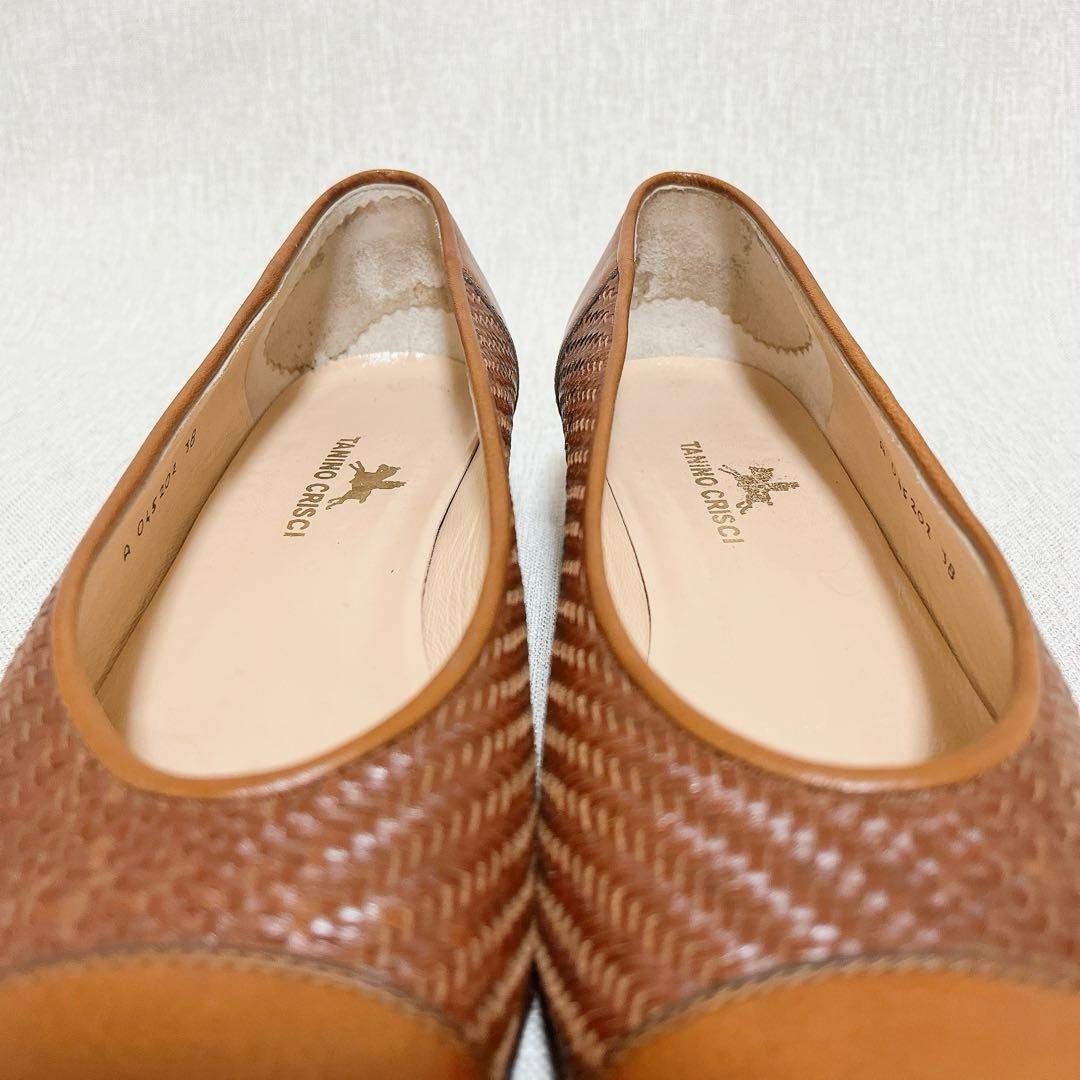 【極美品】タニノクリスチー パンプス ブラウン 編み込み レザー 38