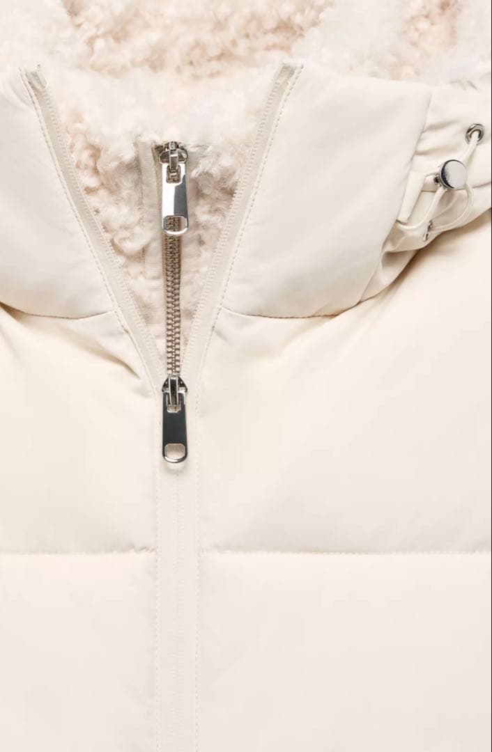 ZARA ザラ　フェイクシープスキンフード付き撥水ウィンドブレーカーアノラック