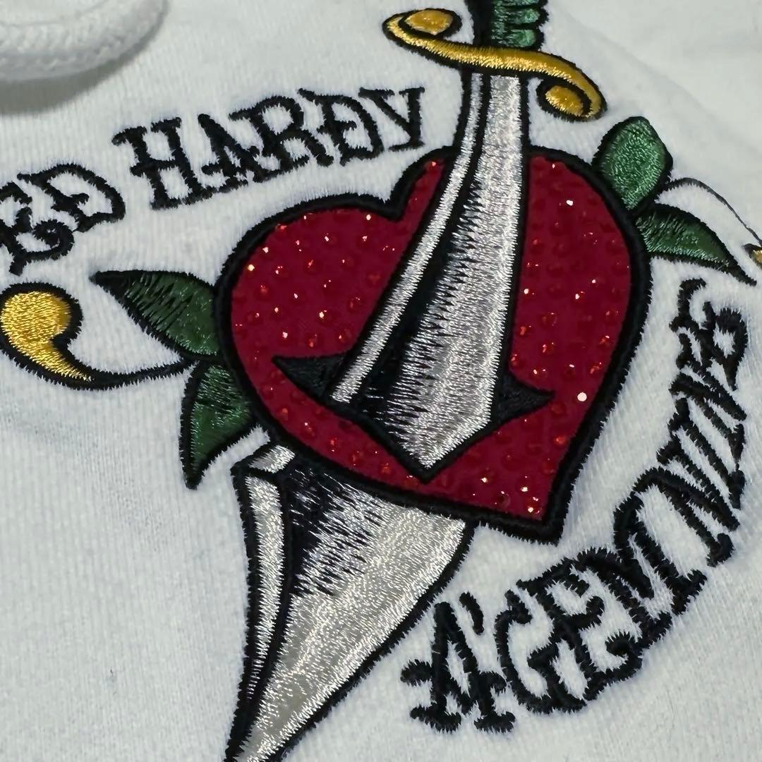 Ed Hardy ×A’gem/9 ジップパーカー 刺繍 美品 ライトストーン