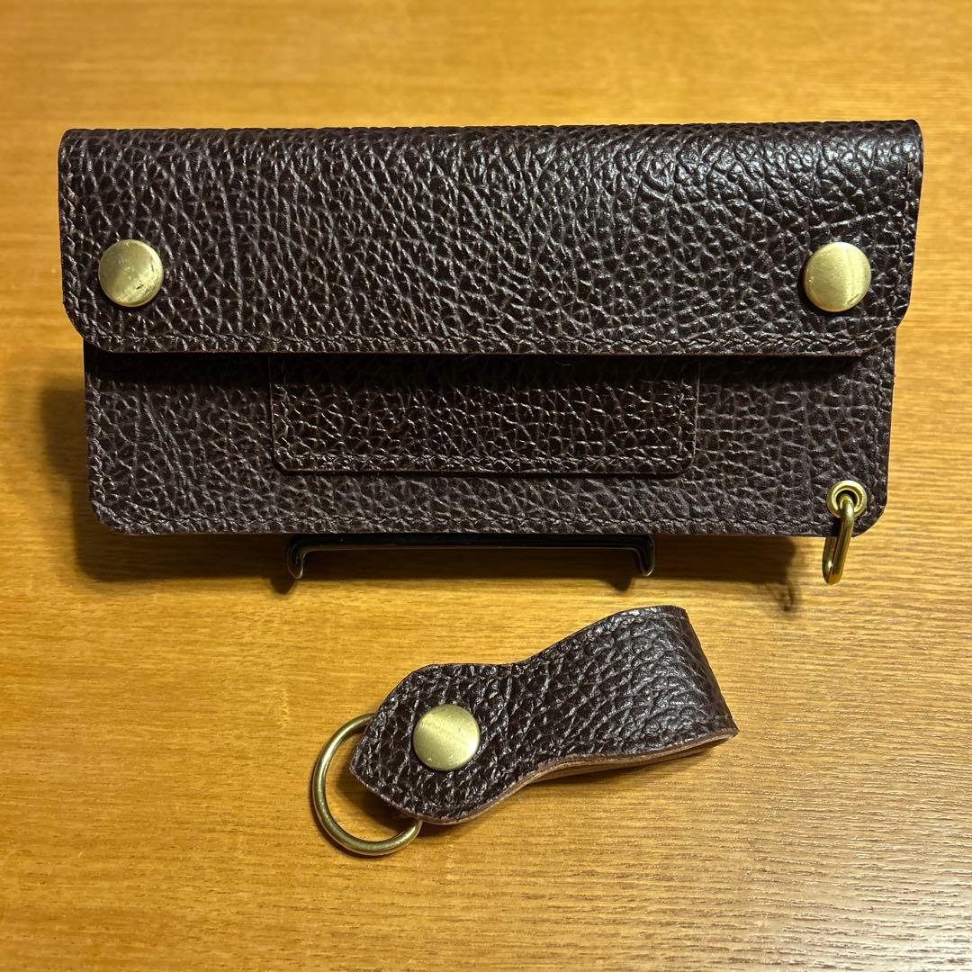 トラッカーウォレット　ベルトループ付き　ダークブラウン 牛革レザー型押し　財布