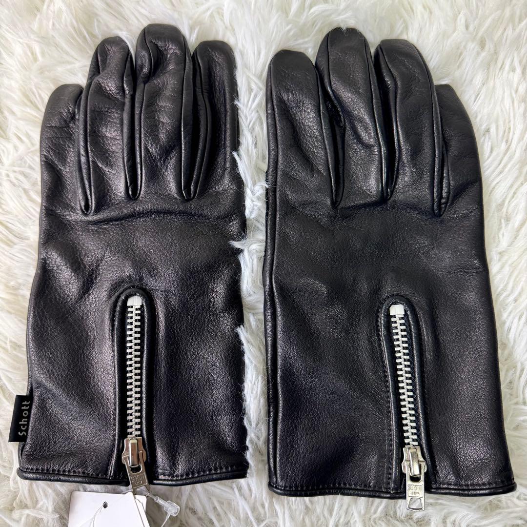 新品・タグ付き✨schott グローブ　手袋　レザー　ブラック　ワンスター　L