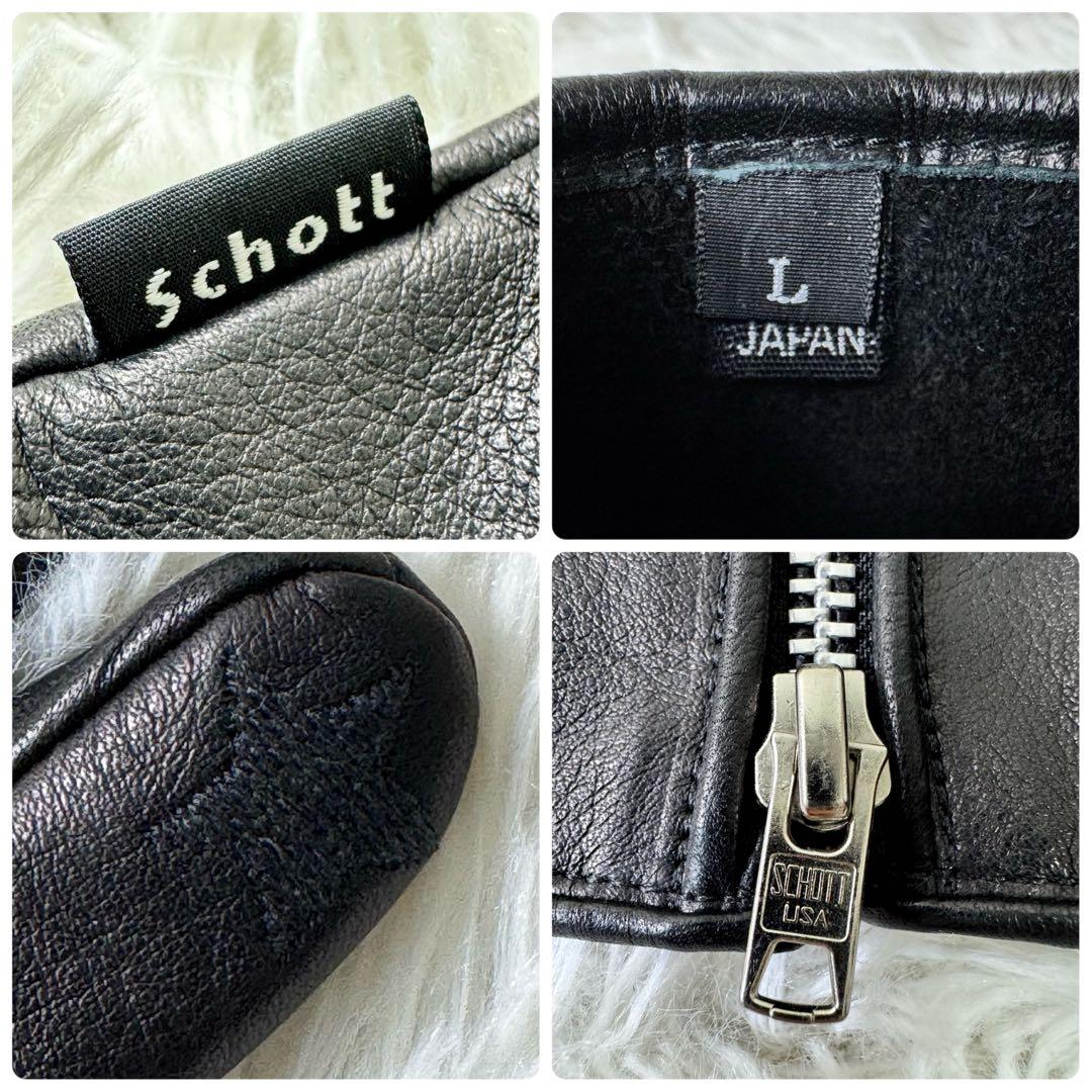 新品・タグ付き✨schott グローブ　手袋　レザー　ブラック　ワンスター　L