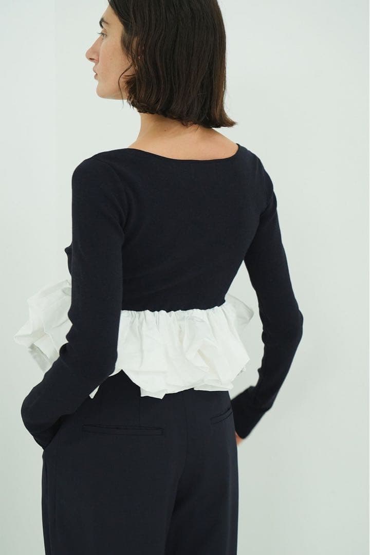 トップス CLANE W BALLOON SHORT KNIT TOPS