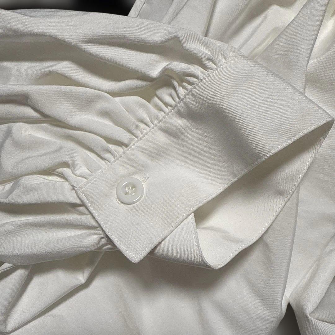 り*休様 RIKOリコラッピングリボンブラウス白フリルLittle By Lit