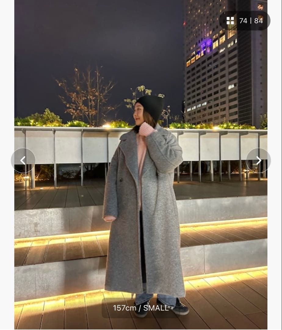 アングリッド　スライバーチェスターロングコート　グレー　S