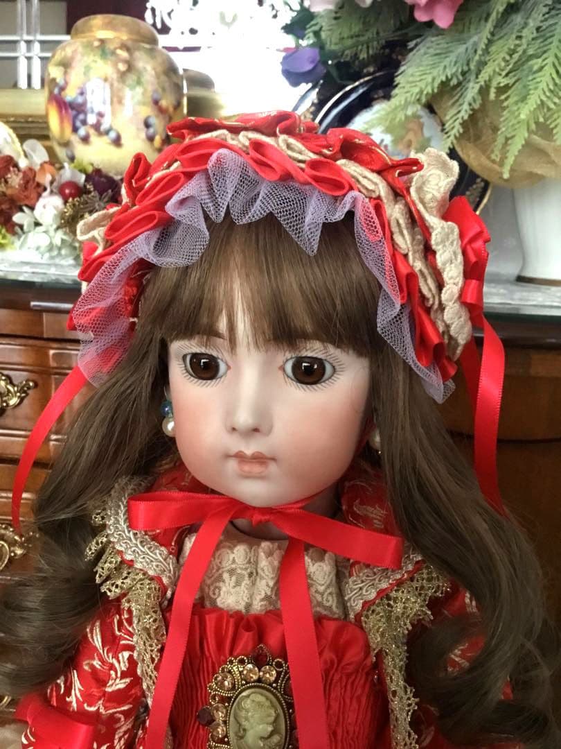 ふうちゃん　ビスクドール❤️真紅のトリステ、フランス人毛ウィッグ付❤️