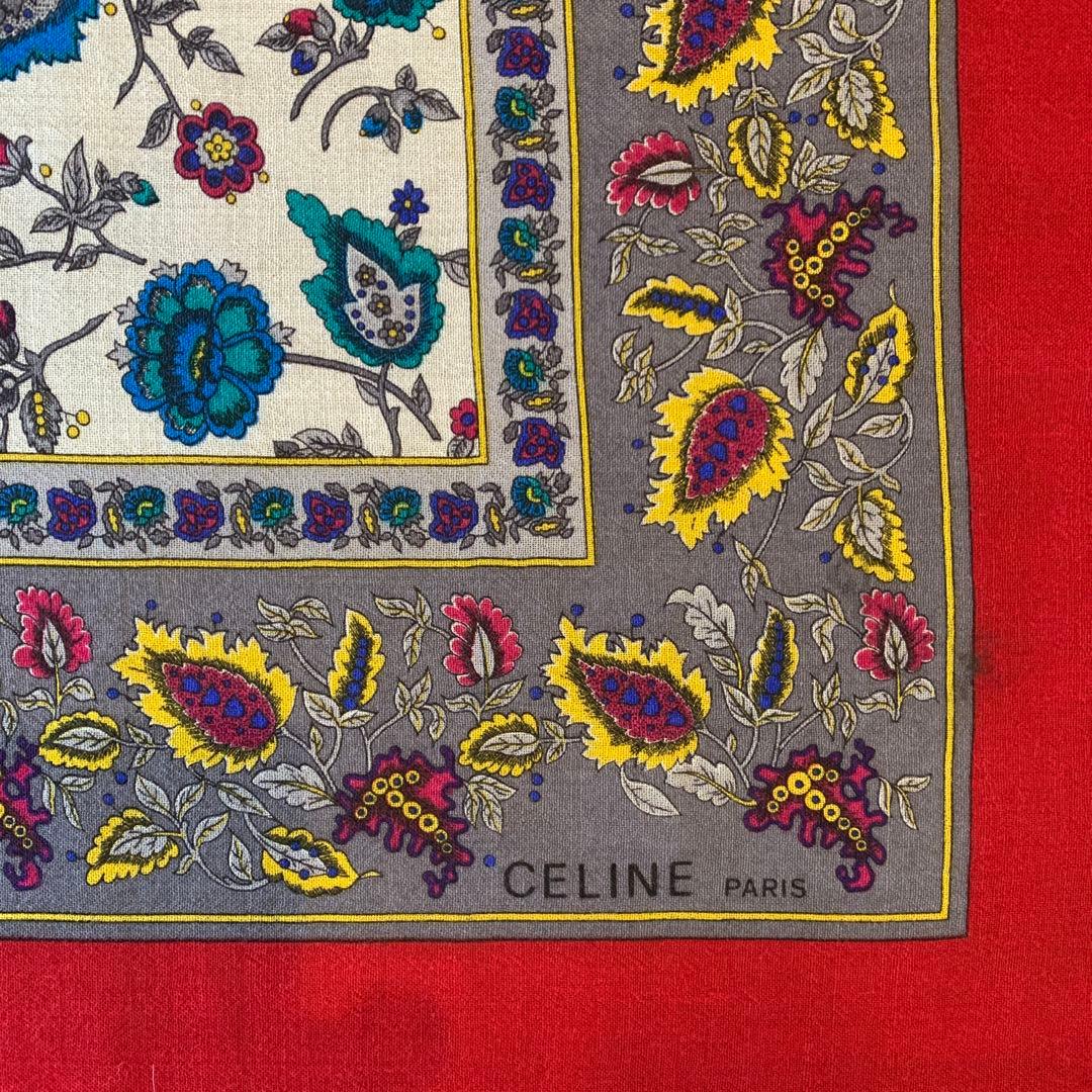 セリーヌ　スカーフ　シルク　ウール　CELINE ペイズリー　137cm 大判