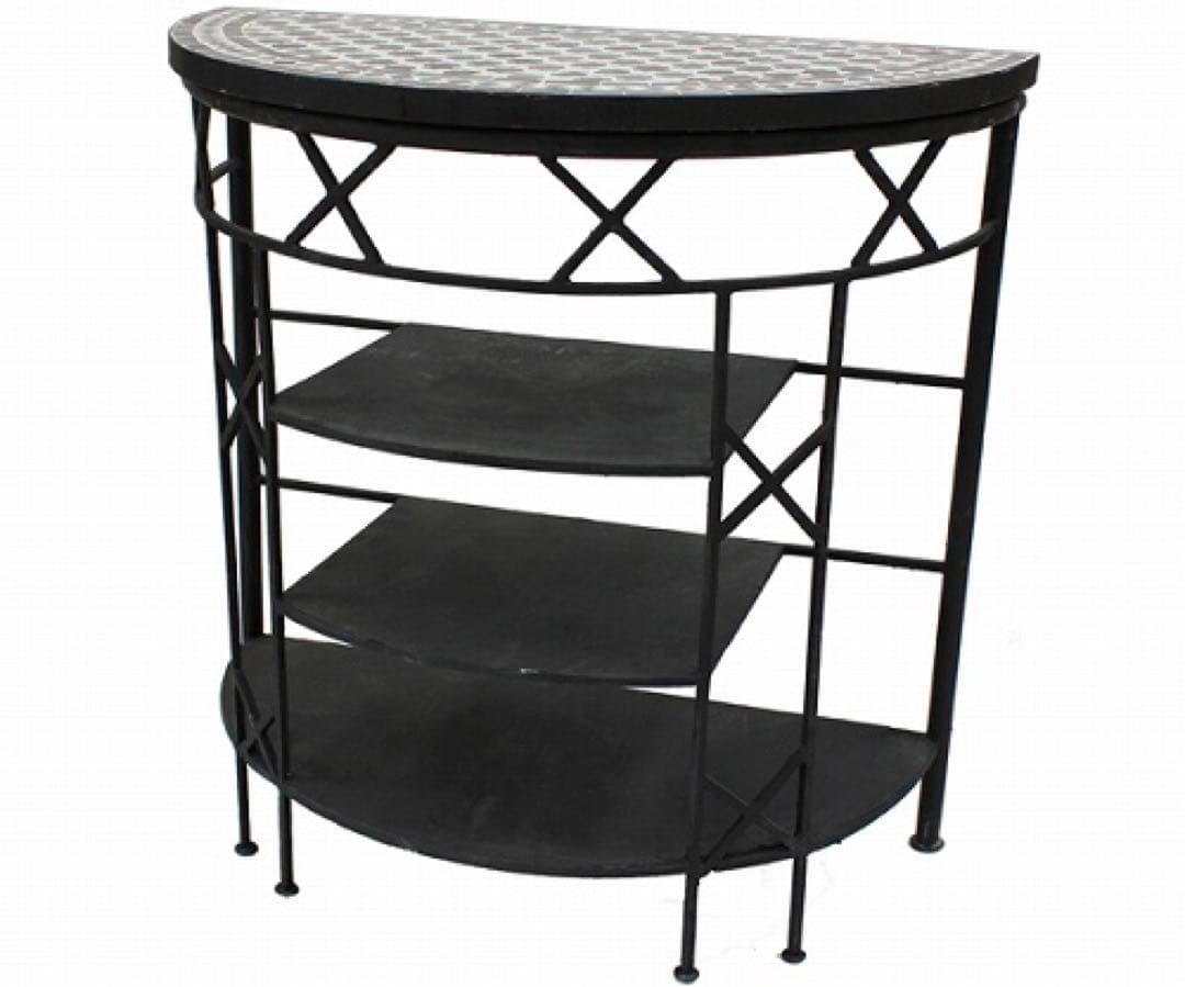 希少！モロッコ産　モザイク　アイアン　テーブル　天板付