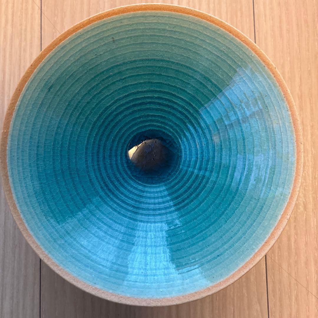 作家物　湖の青を美しく表現。陶器。2皿。