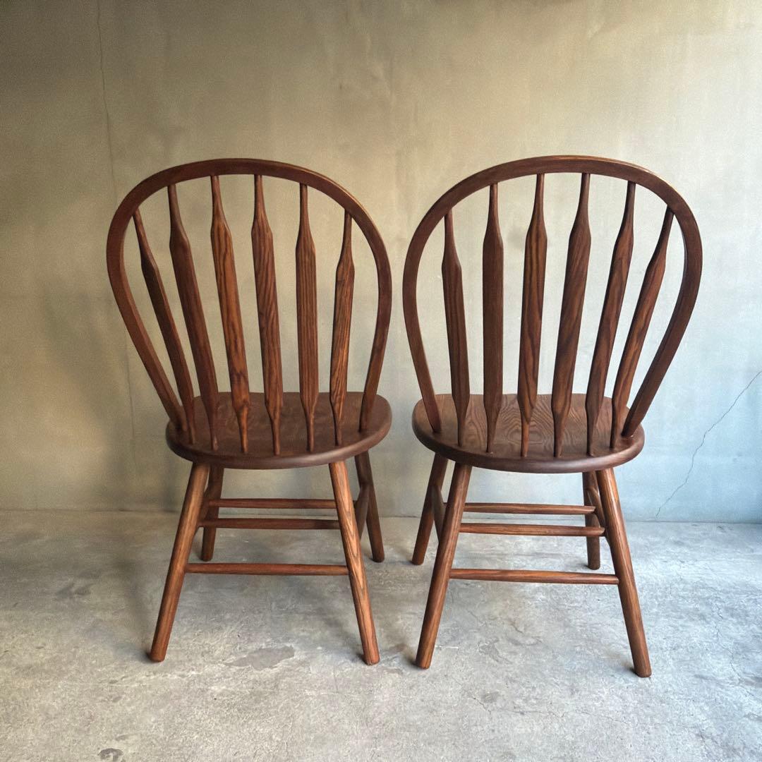 美品　Shin Lee シンリー ダイニングチェア ウィンザー　オーク材　2脚