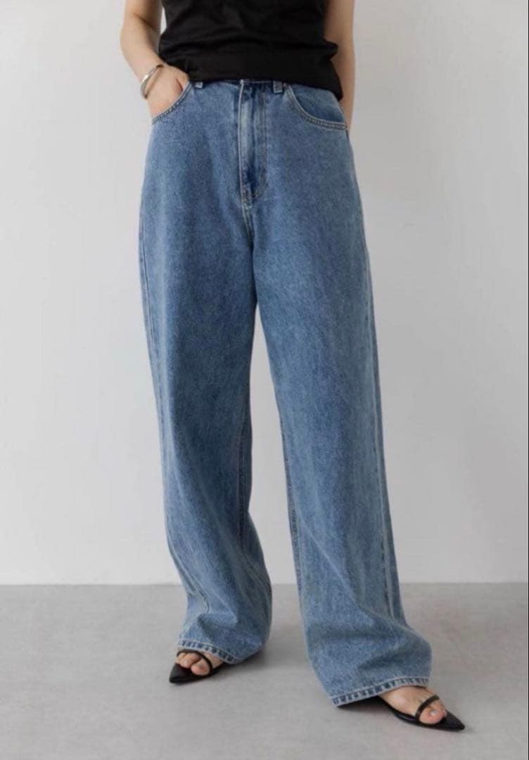 na.eデニムWide Loose Jeans _Deep Blue
