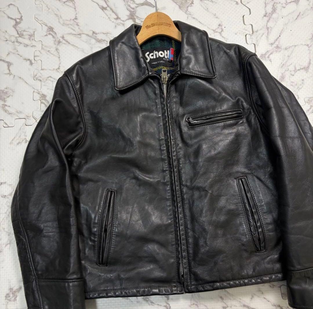 Schott 659 トラッカージャケット USA製 サイズ40 ブラック 本革