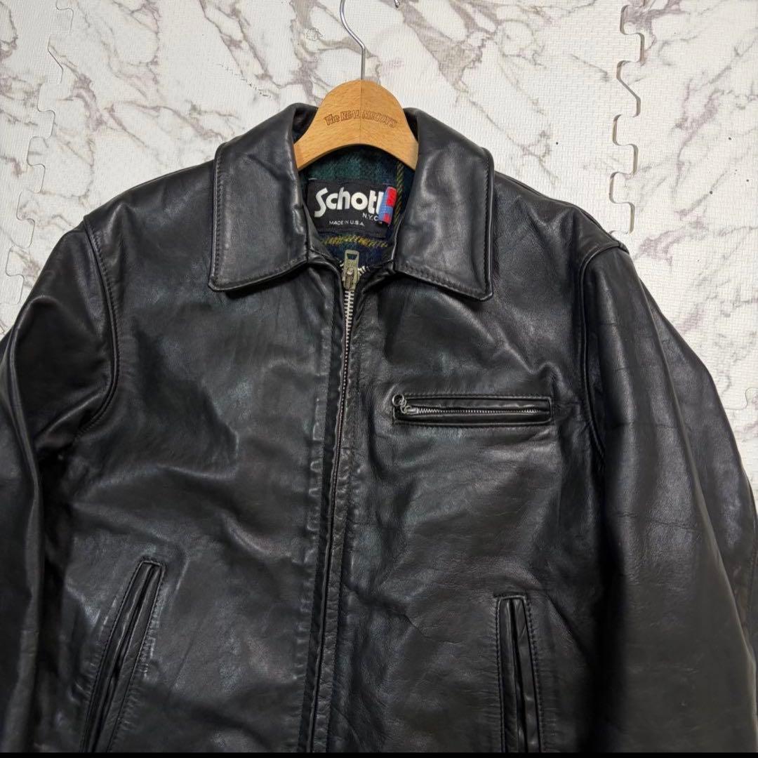 Schott 659 トラッカージャケット USA製 サイズ40 ブラック 本革