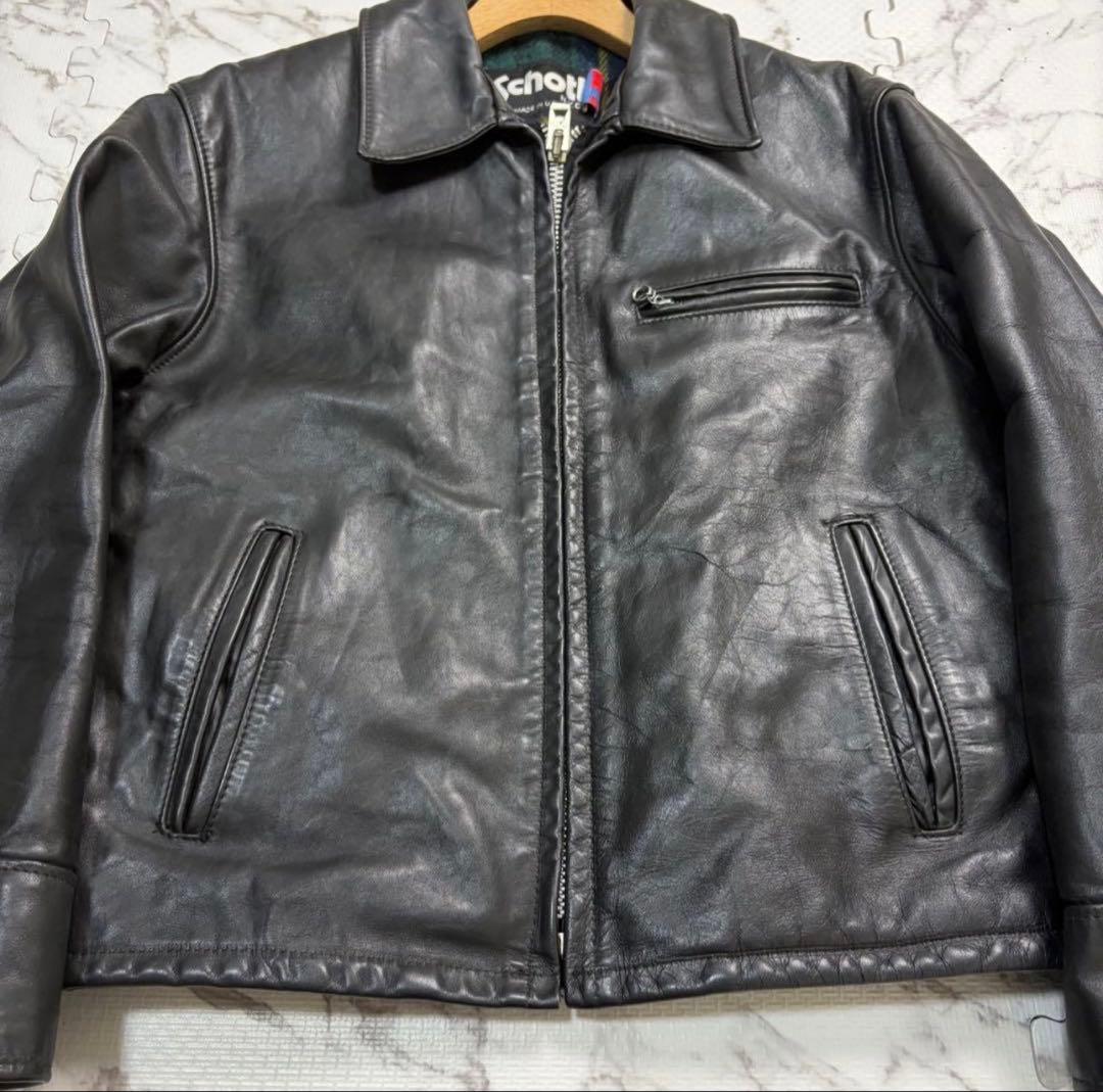 Schott 659 トラッカージャケット USA製 サイズ40 ブラック 本革