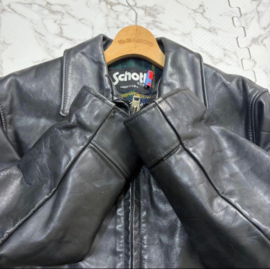 Schott 659 トラッカージャケット USA製 サイズ40 ブラック 本革
