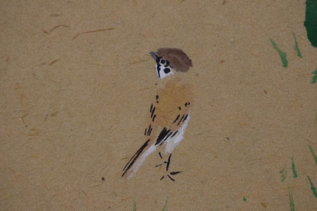 【真作】溝口雨塘/竹に雀図/掛軸☆宝船☆Y-496　　JM