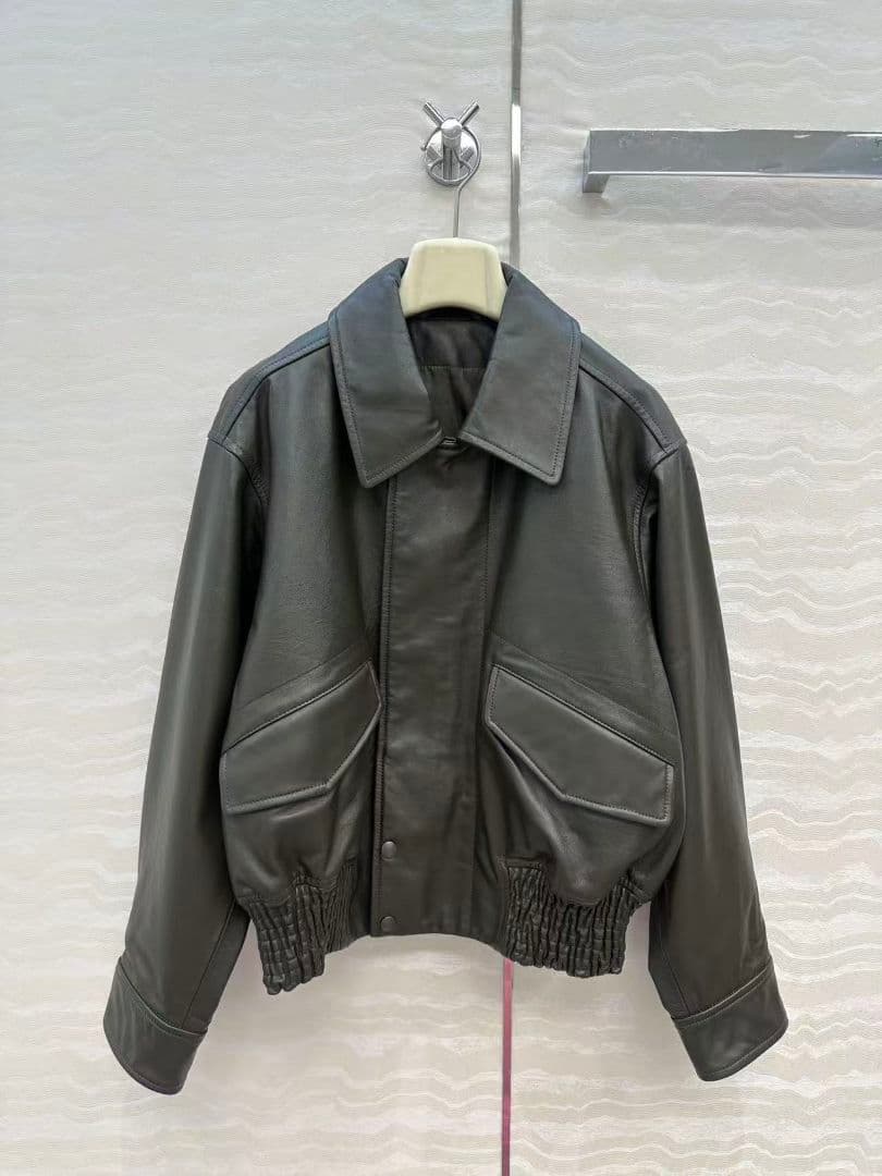 LEMAIRE ダークグレー レザー ジャンパー