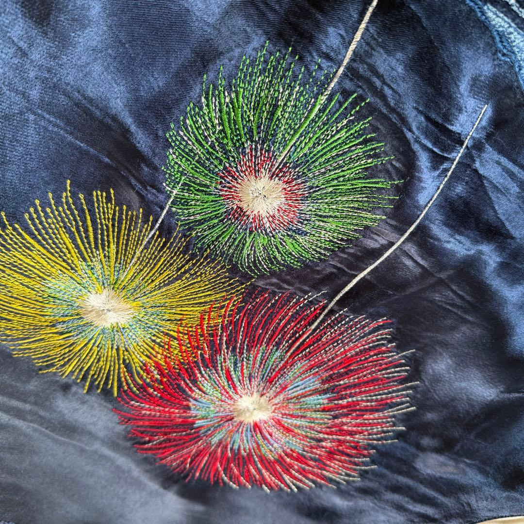 IOLANI スカジャン ネイビー/ホワイト 花火刺繍