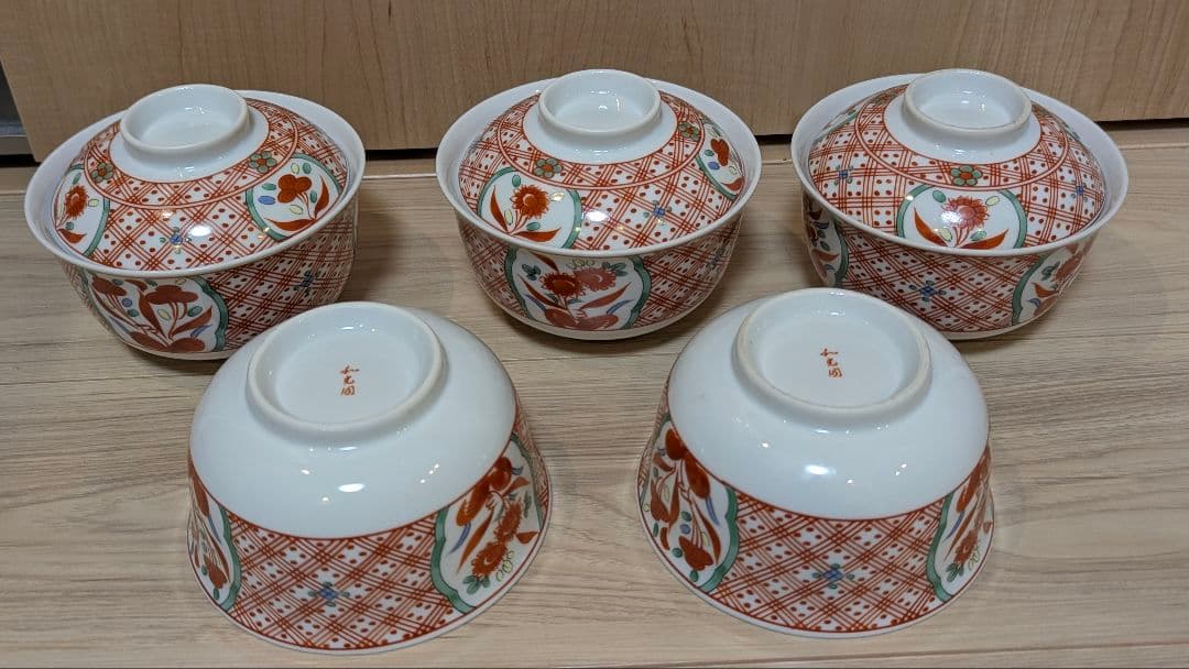 九谷 蓋付き 煮物碗 5客セット　華やか 和柄 食器　ご飯　茶碗 和光圓