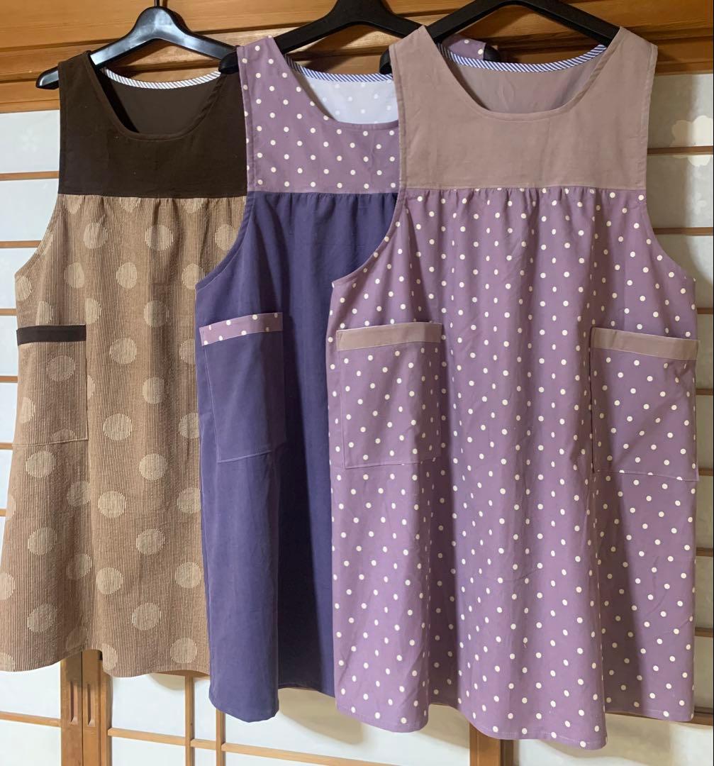 MIIKO☆★ ☆　エプロン　秋　冬　ハンドメイド　秋冬　コーデュロイ