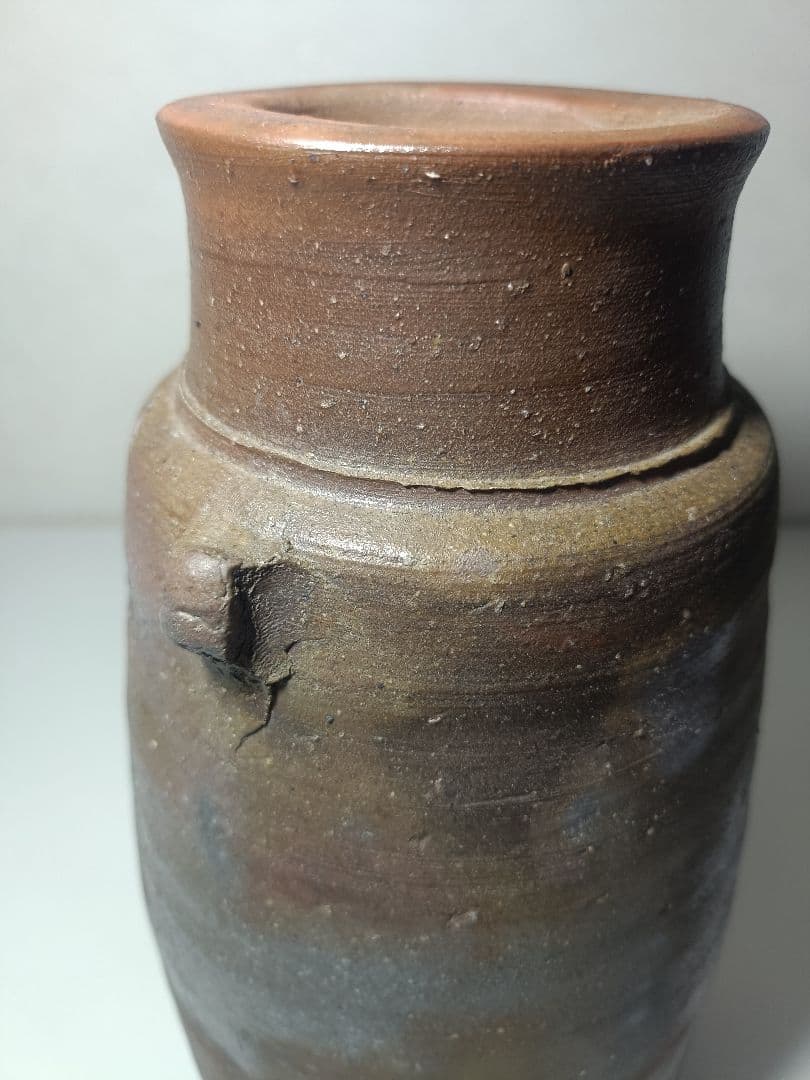 美品　備前焼　花瓶　乗松俊行　作　国指定伝統工芸士　耳付　花器