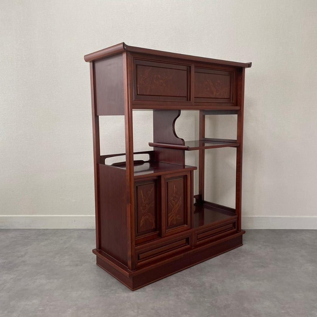 唐木家具 飾り棚 茶箪笥 違い棚 シェルフ 収納 工芸品 和製家具 レトロ