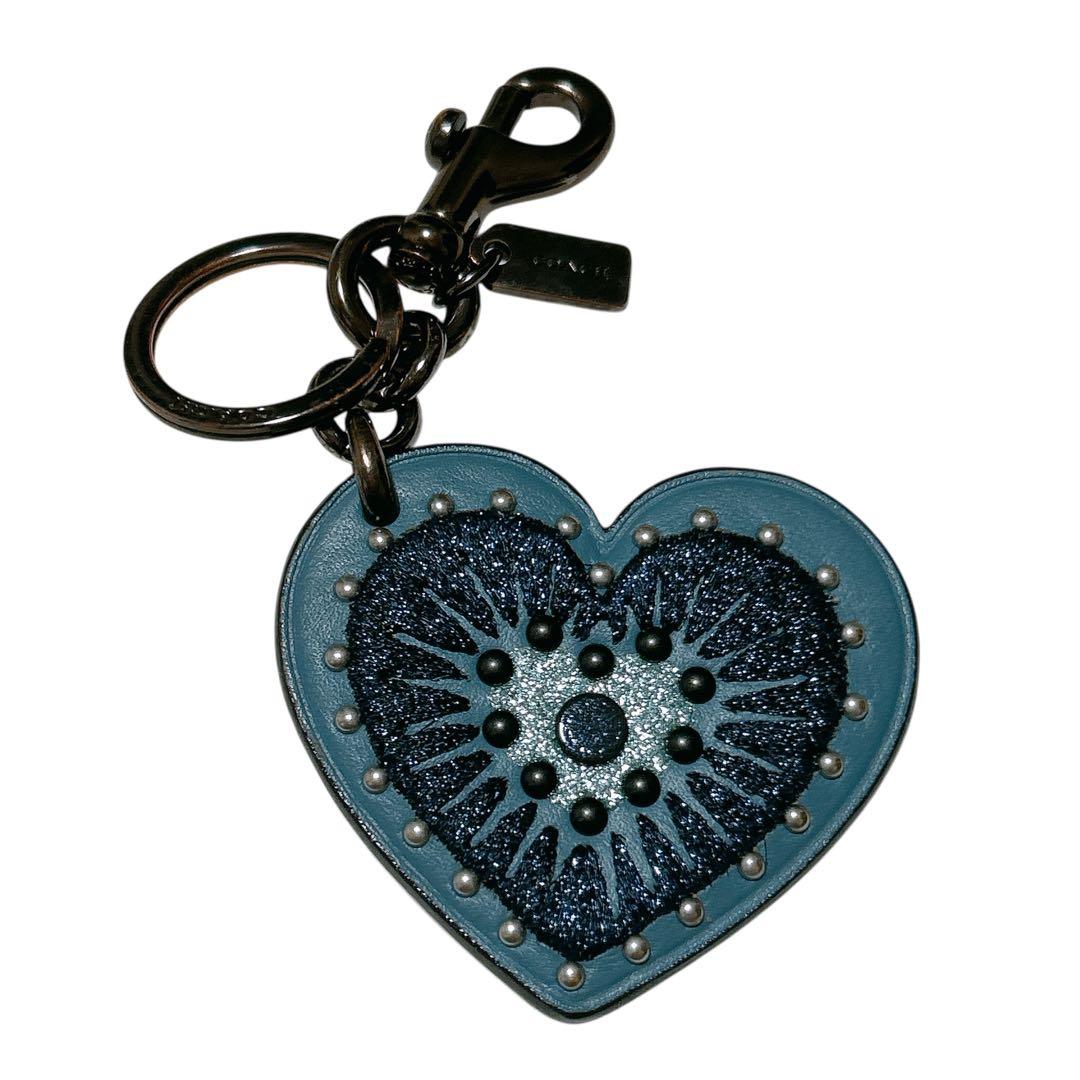 1月14日まで★美品COACH チャーム 2点セット ハート レザー ブルー