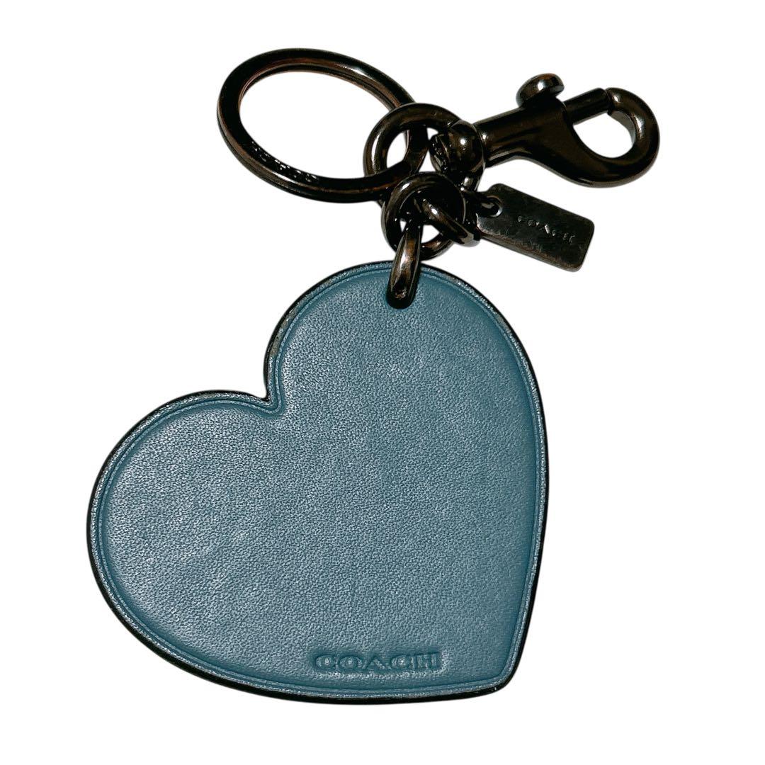 1月14日まで★美品COACH チャーム 2点セット ハート レザー ブルー