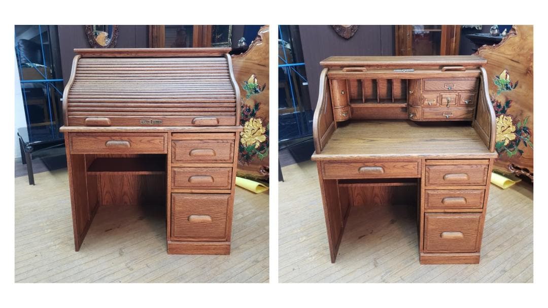 L31　WOOD SONG アンティーク ジャバラ開閉 ライティングビューロー