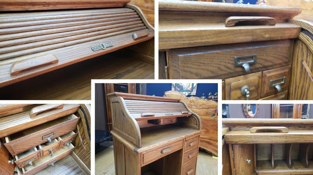 L31　WOOD SONG アンティーク ジャバラ開閉 ライティングビューロー