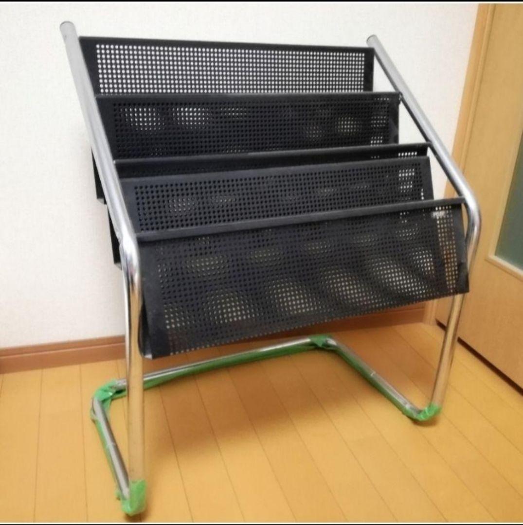 PLUS中古メッシュスチールマガジンラック 3段