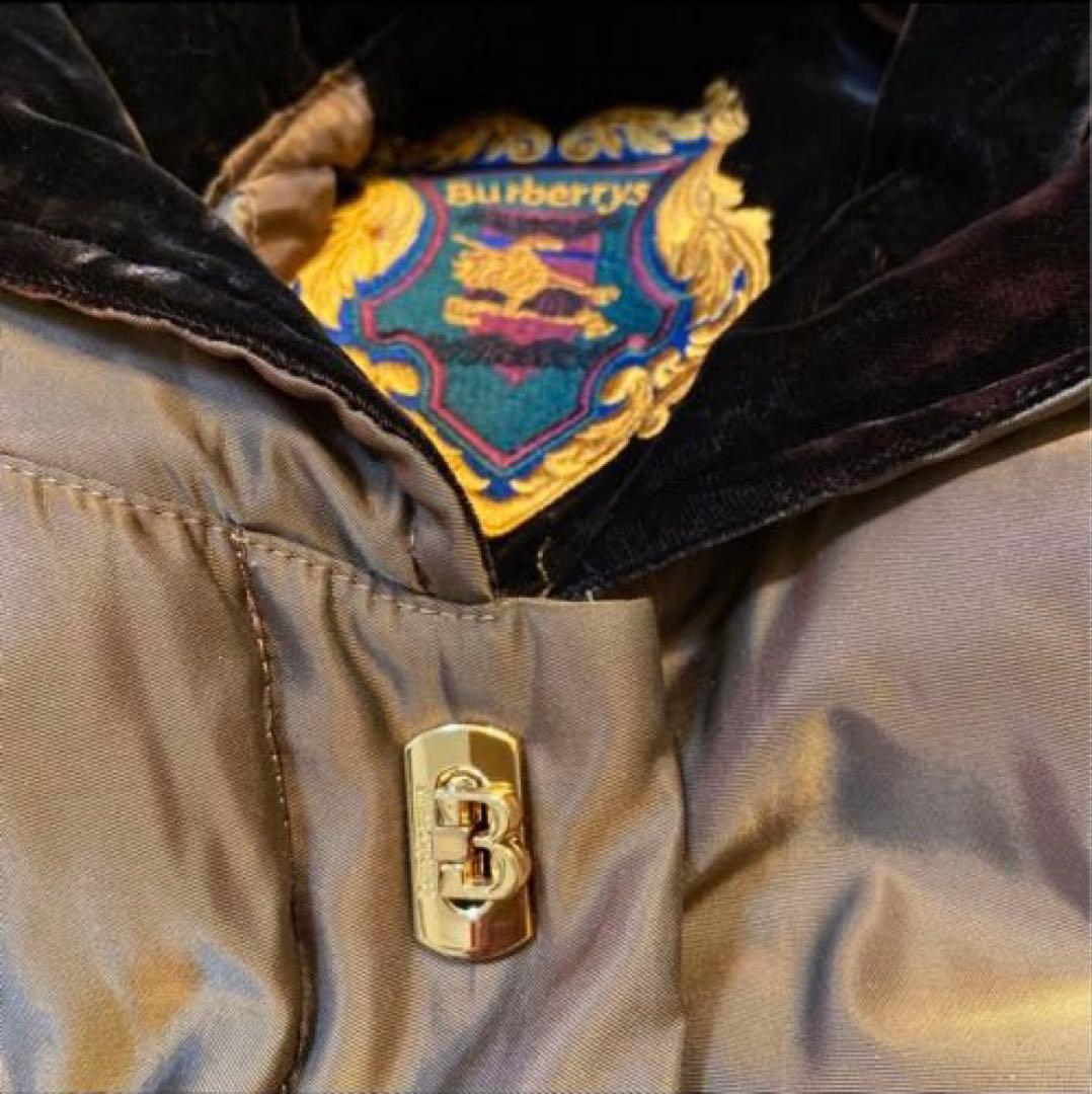 希少 バーバリーズ ベルベット ダウンコート 中綿 玉虫色 光沢