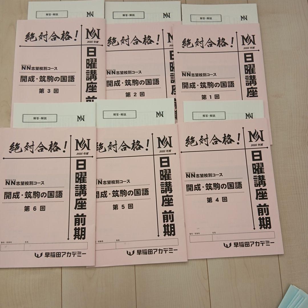 2025年度NN開成　日曜講座前期4教科6回分