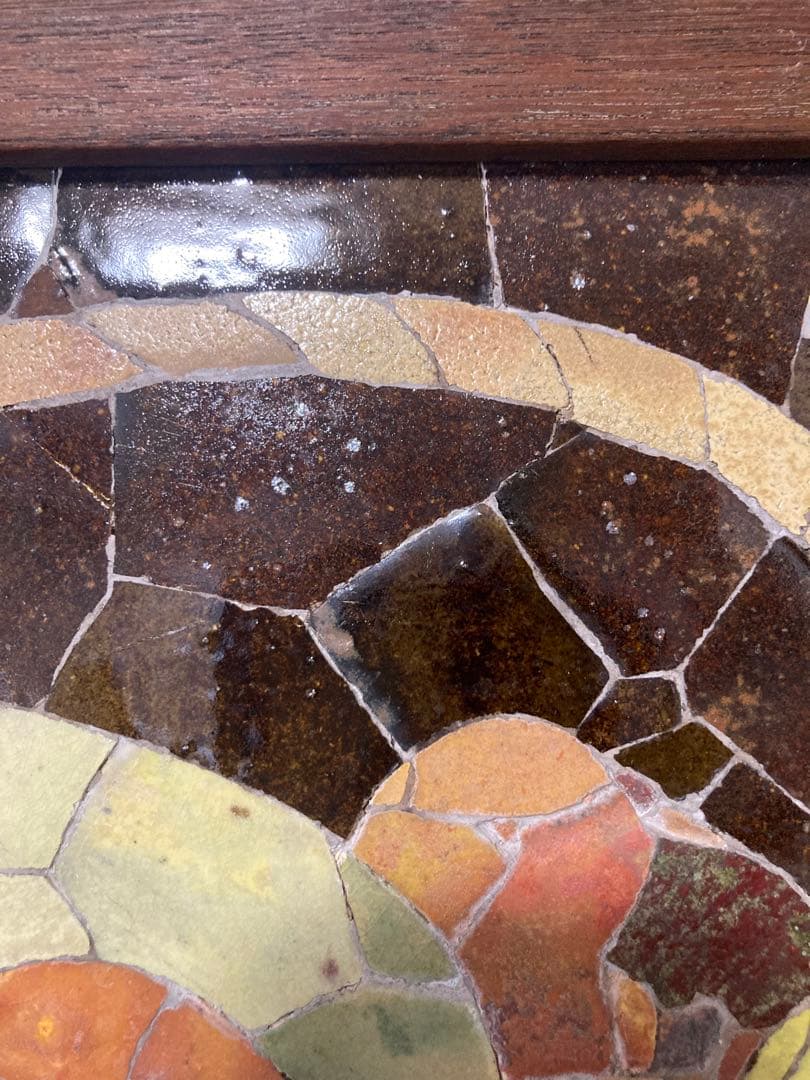 泰山タイル　池田泰山　『果物籠』　モザイクタイル　陶額　欠損あり