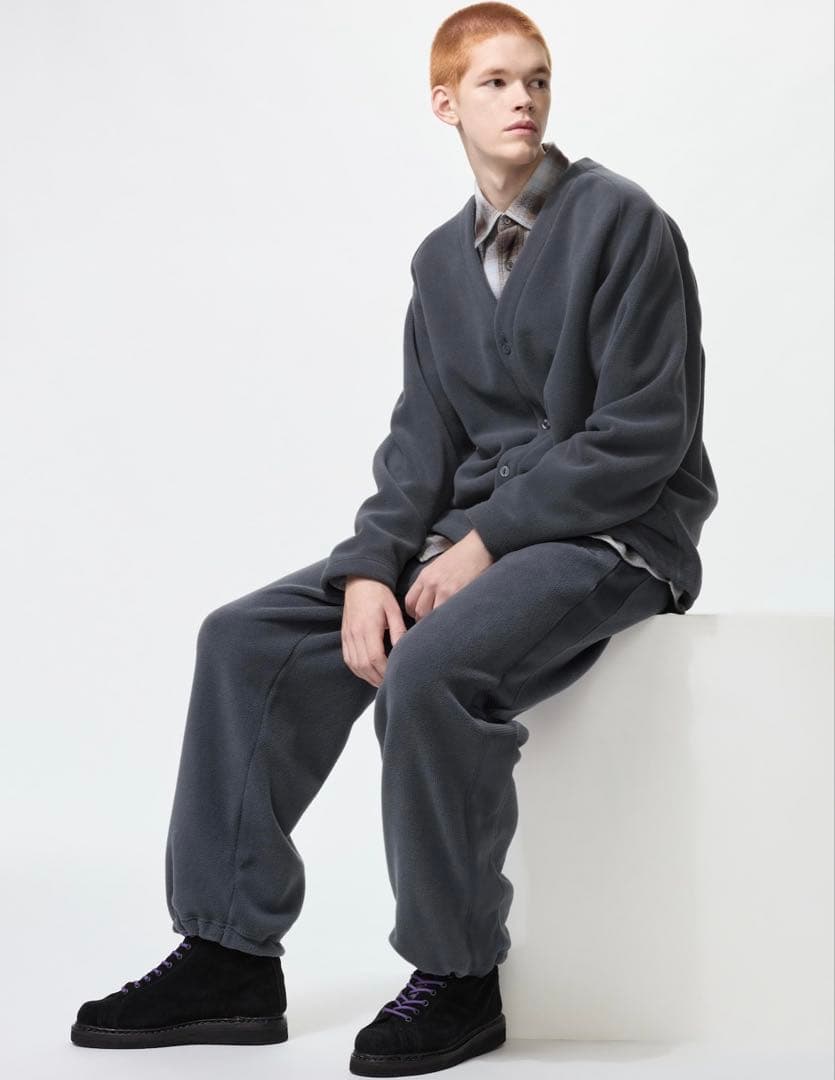 UNIQLO Needles カーディガンL パンツL 上下セット ダークグレー