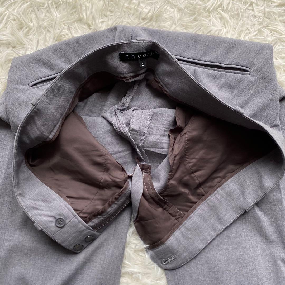 theory ノーカラージャケット パンツスーツ セットアップ グレー M